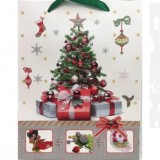 Karácsonyi szalagfüles ajándéktasak - 18x24 cm Ajándék csomagolás